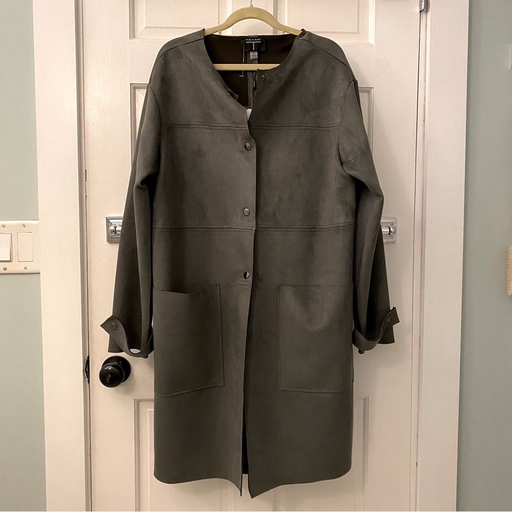 TAHARI Faux Suede Women Long Jacket